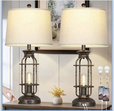 Table Lamps Living Room Industrial Farmhouse Table Lamp W/ USB C A 28"