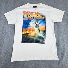 Back To The Future T-Shirt Men's M White Delorean Classic Movie Poster Graphic
