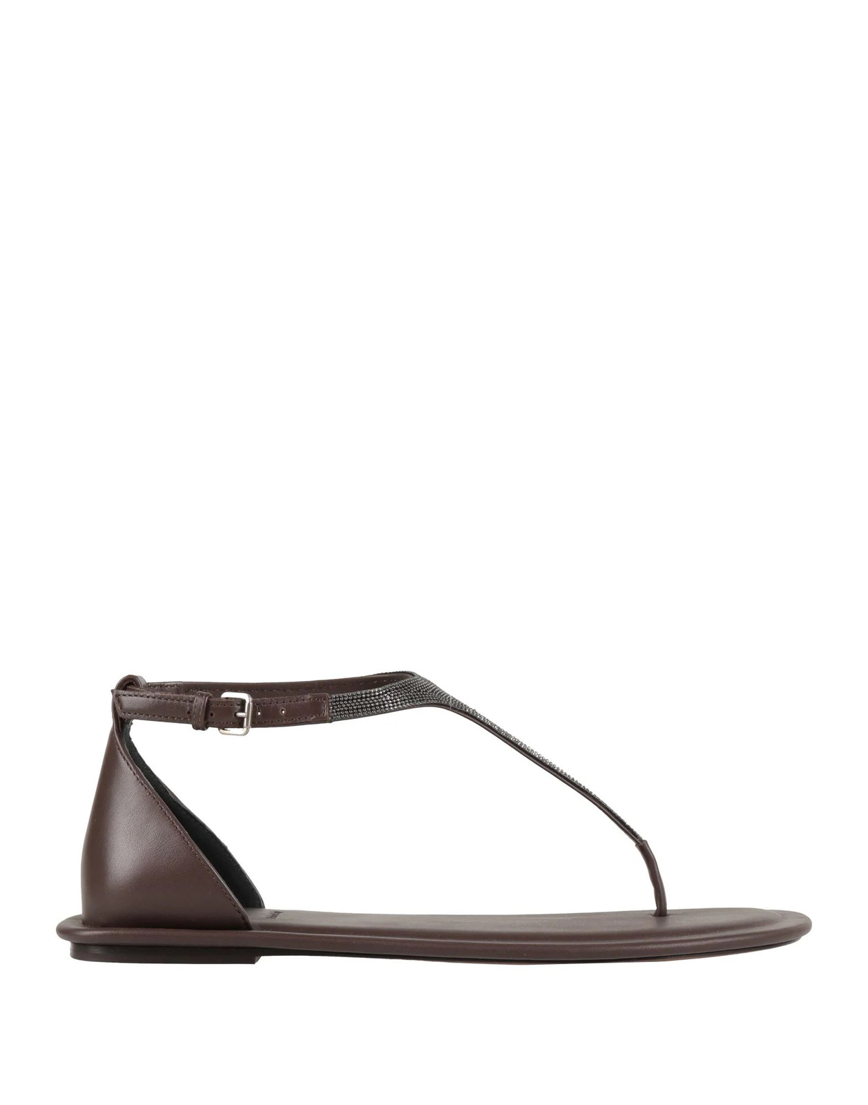 Brunello Cucinelli - Women - Leather Thong sandal - Dark brown 185190₽