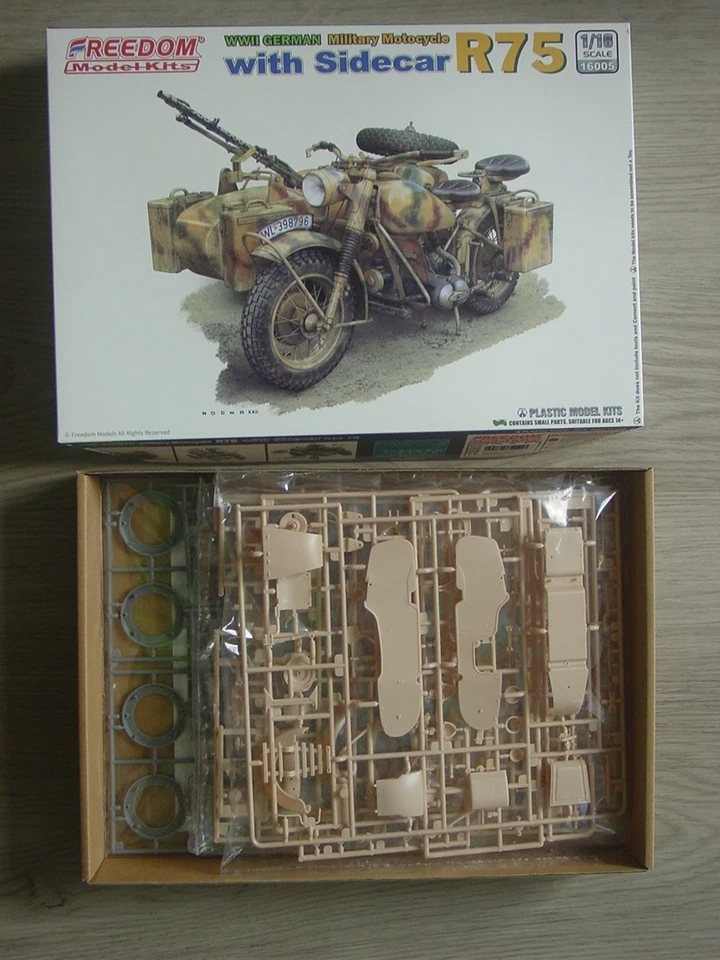 1:16 Freedom 16005 WWII German Military Motocycle with Sidecar R75 OVP - Bild 4 von 4
