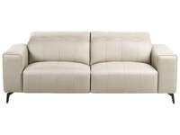 3-Sitzer Sofa Kunstleder Hellbeige Mit Metallbeinen Armlehnen Verstellbare Kopfs