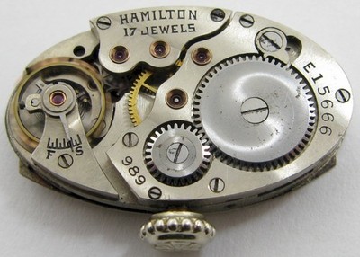 Lady movement Hamilton 989 17 jewels for part ... serial E15666 / gold crown