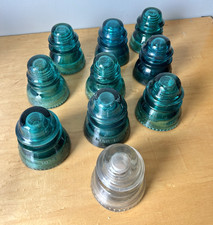 Antique Hemingway Electric Clear Aqua 40 & 42 Insulator Made in USA lot of 10