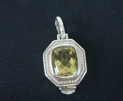 Seiden Gang SG Sterling Silver 925 Huge Citrine Statement Pendant Enhancer