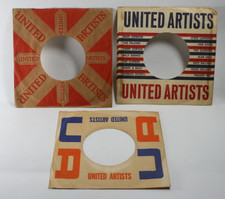 United Artists Records Company Sleeves 7" 45 - Vintage 1950's 1960's - Lot of 3