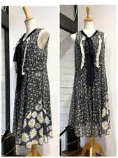 Marc Jacobs Cotton Silk Dress Floral Black Women's Size 0 i13004