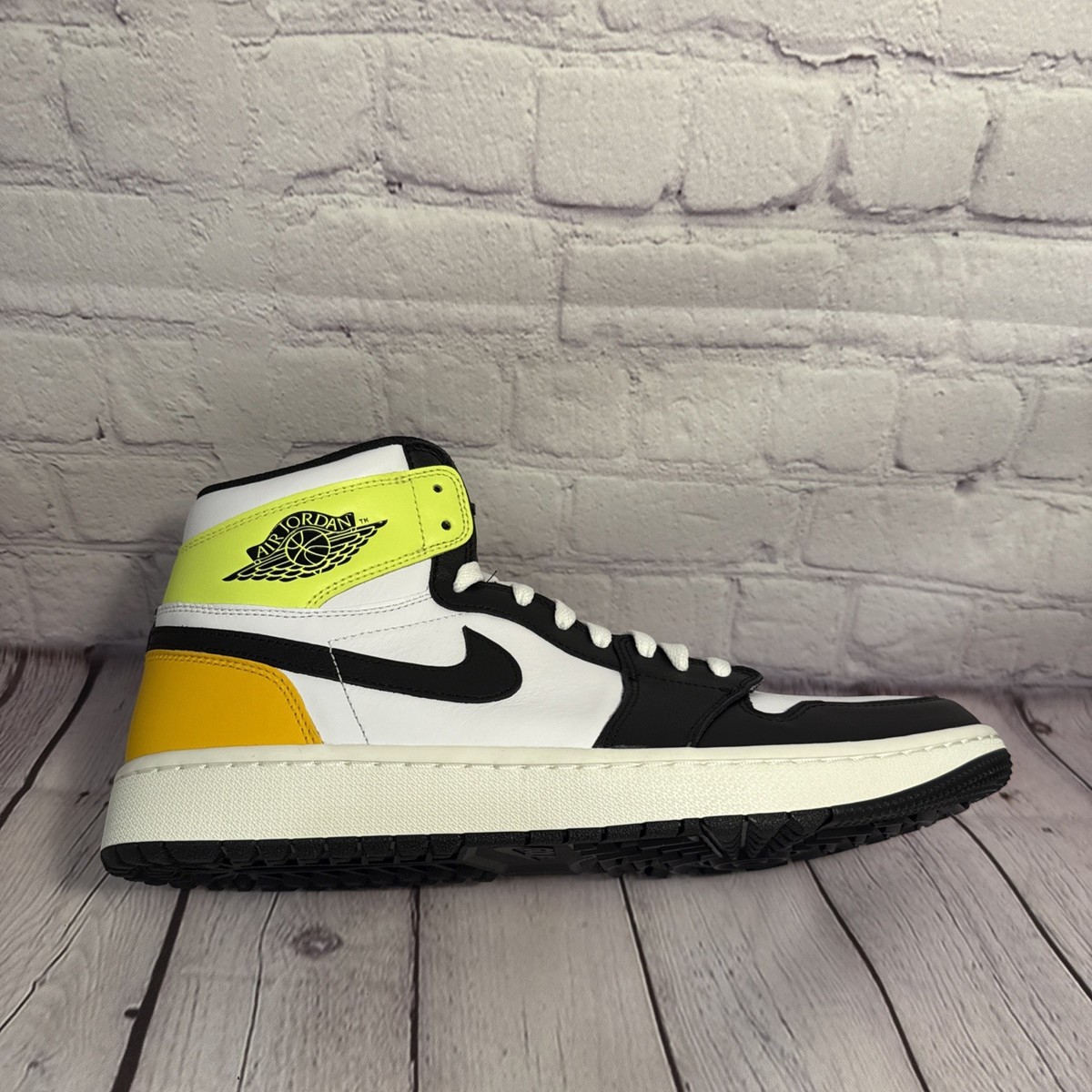 Nike Air Jordan 1 High Golf Shoes White Volt Gold DQ0660-105 Men's