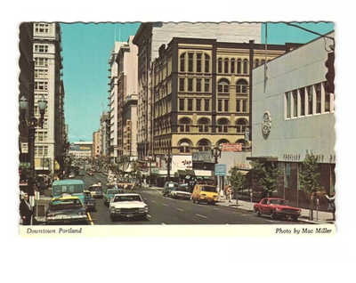 #ad Downtown Portland Oregon city of Roses vintage postcard Unposted $6.95