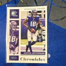2020 Panini Chronicles Justin Jefferson #62 Minnesota Vikings Rookie Card. rookie card picture
