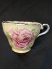 YELLOW AYNSLEY Pink Cabbage Rose Teacup and Saucer ENGLAND BONE CHINA  — photo 5