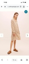 Second Female Anthropologie TAJA  Tiered Midi Dress Medium Beige Check Ruffle 