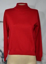 CHARTER CLUB PETITE Red 100% Wool Mock Turtleneck Sweater PM Long Sleeves