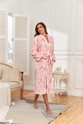 New Luxurious Super Comfy Ladies Soft Pink Long Fluffy Bathrobe Dressing Gown
