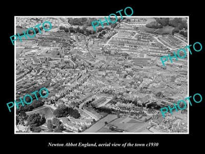 Newton Abbot England Aerial View Of Town c1930 1 Old Large Historic Photo