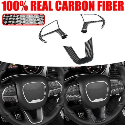 Carbon Fiber Steering Wheel Button Cover For Dodge Challenger Charger 2015-2020