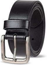 Amazon Essentials Men's Raw Edge Jeans Belt Size 36 Black Leather Classic