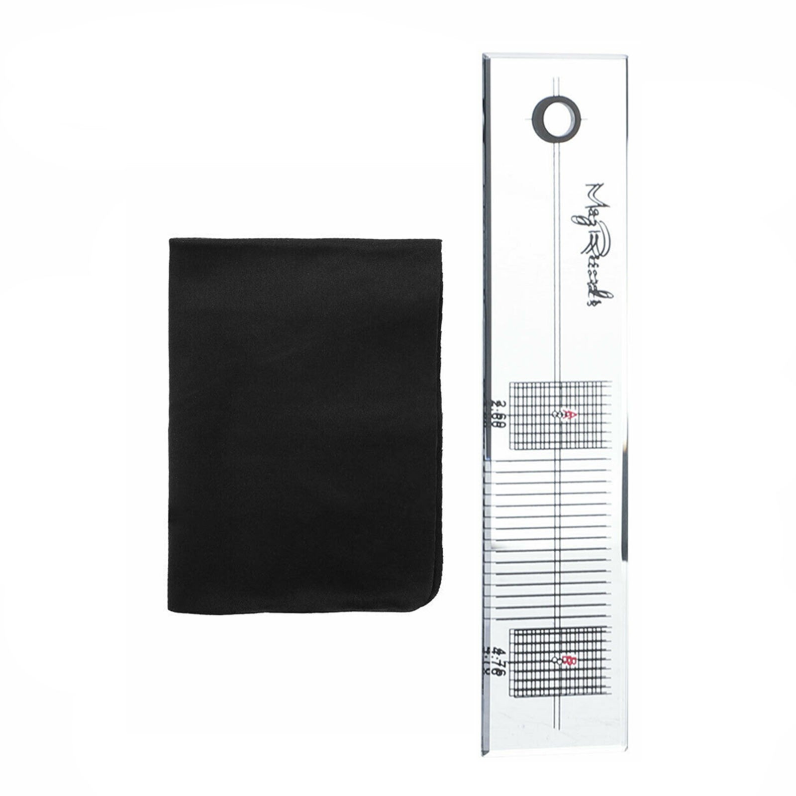 LP Stylus Turntable Record Vinyl Acrylic Calibration Ruler With Cleaning Cloth