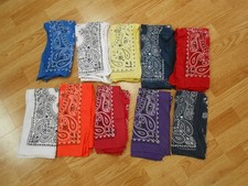 Lot of 10 Vtg Antique MIXED PAISLEY Cotton USA BIKER BANDANA Hanky 20"