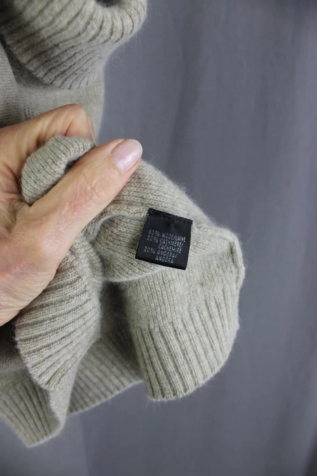 Suéter Lafayette 148 New York Para Mujer Beige Mezcla de Lana Capucha Cuello Manga Corta S Foto 4 de 4