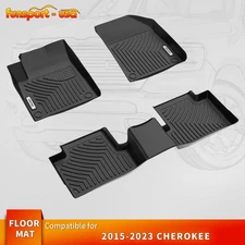 3pcs Floor Mats Liners Set for 2015-2023 Jeep Cherokee TPE Rubber All-Weather