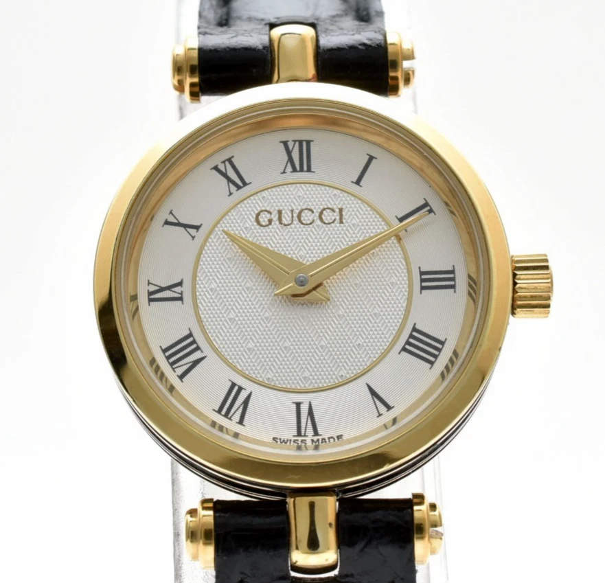 Vintage [N MINT] GUCCI 2040L White Gold Black Ladies Quartz Watch from JAPAN - Image 3 of 4