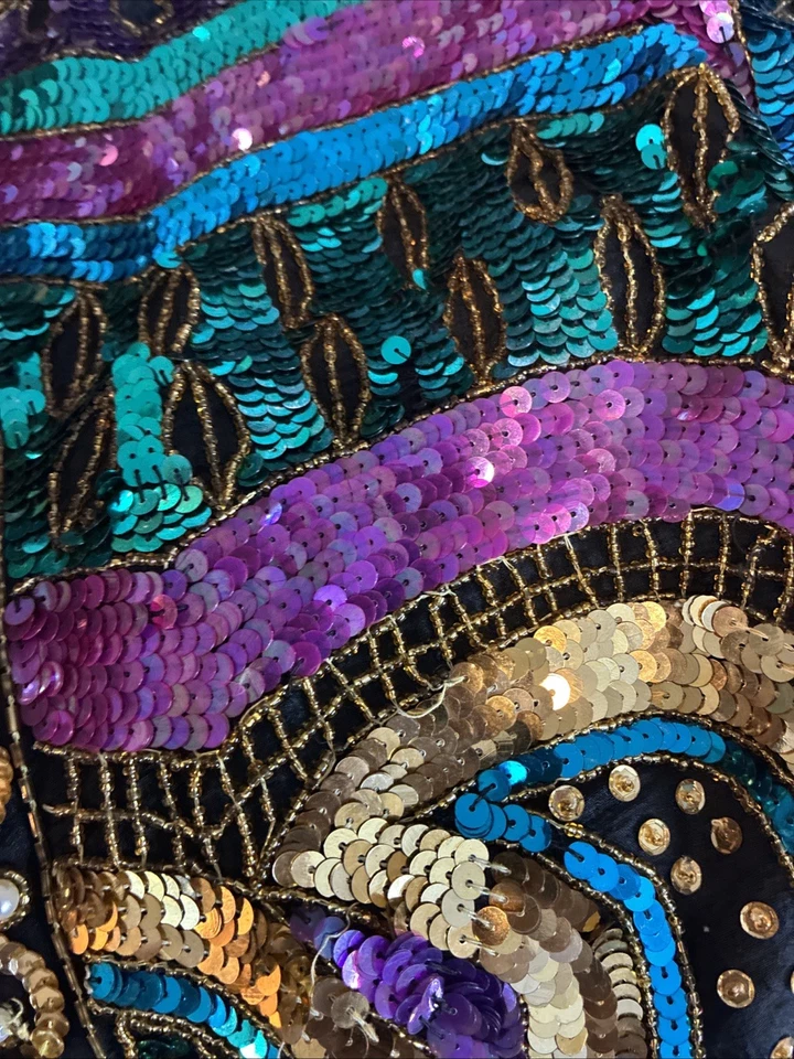 Chaqueta De Colección Lawrence Kazar Seda Lentejuelas Cuentas Manga Larga Talla L Foto 4 de 4