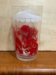 Mid-Century Jelly Glass with Red Circus Elephant Parade