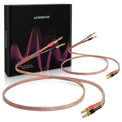 2 Pack 13AWG Speaker Cables with Banana Plug, (1.5m / 4.9FT) HiFi Speaker Wire w