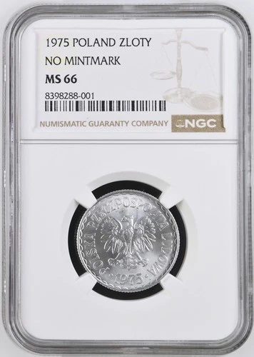 Poland 1975 - Zloty Coin No Mintmark - NGC MS 66
