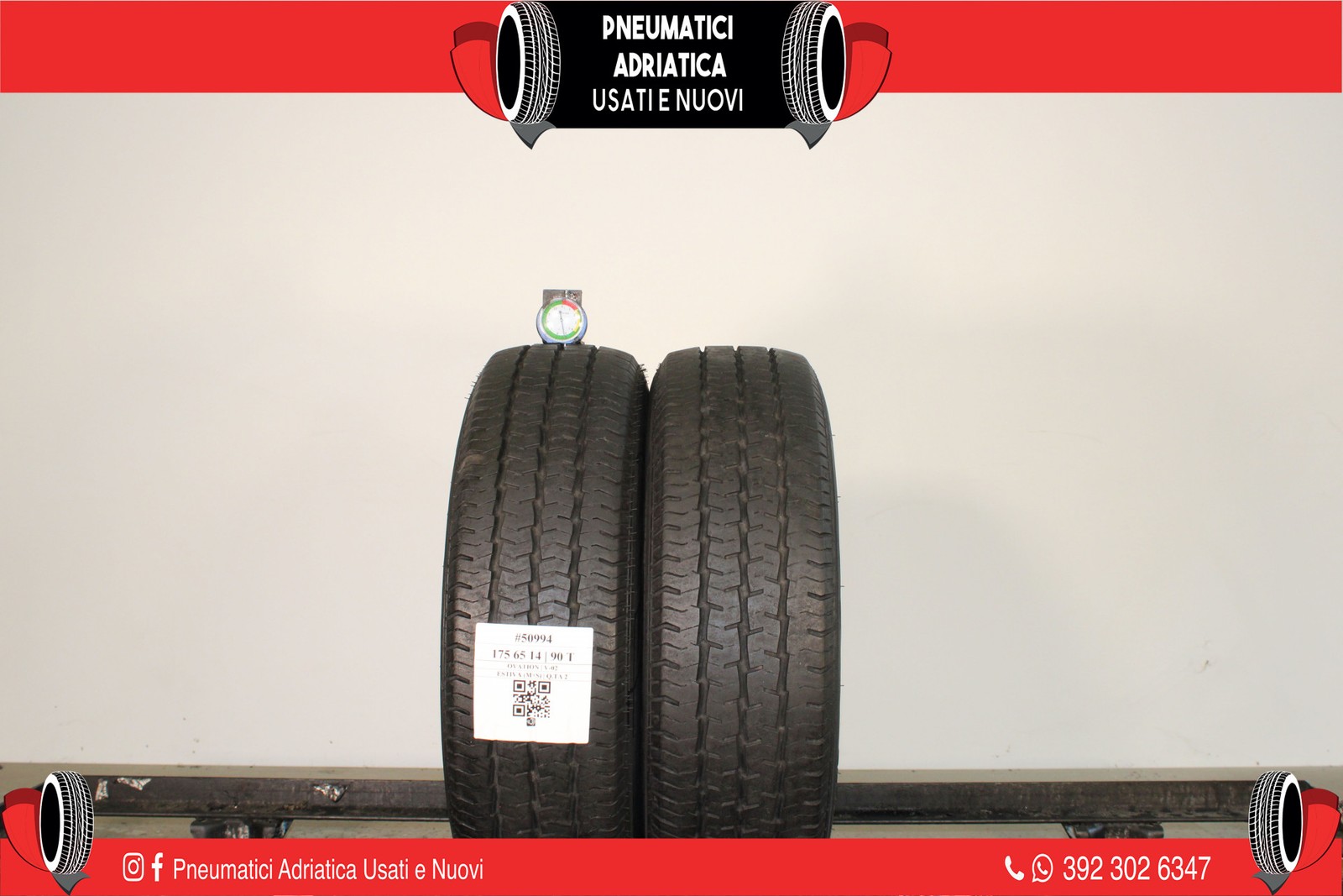 2 PNEUMATICI OVATION 175/65 R14C ESTIVE (M+S) GOMME USATE 65% - ADRIATICA
