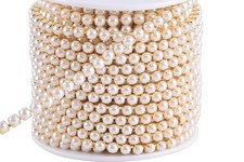KAOYOO 10 Yards Rhinestone Cup Chain Trim,SS SS16/4.0mm, Gold with Pearl