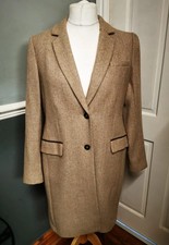 JOULES 'Cheltenham' Willow Herb Herringbone Tweed Coat Size 14 £279.00
