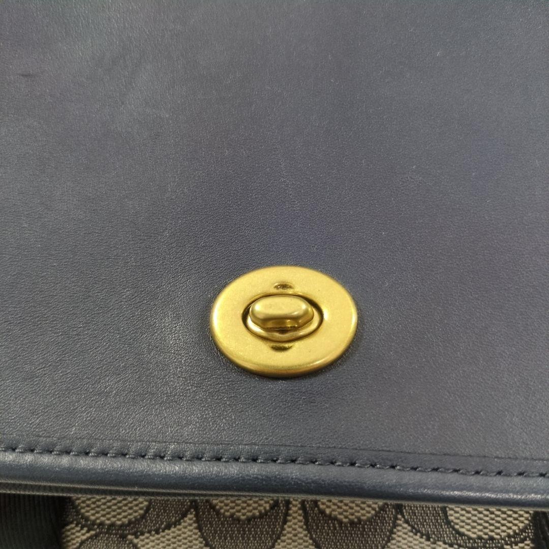 Coach Signature Shoulder Bag Canvas Navy Authentic G0204590 thumbnail 3