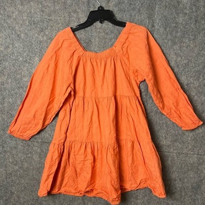 Universal Thread Woman's Small orange square neck tiered long-sleeve mini dress