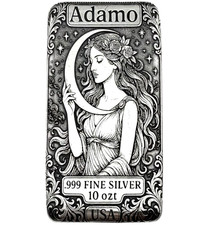 10 oz Silver Art Bar 999 - Moon - Exclusive Ltd. Edition - Adamo Metals 88.87 per troy oz