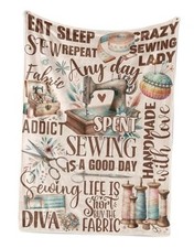 Sewing Gifts Throws for Women, Flannel Blanket for Sewing Lover Friends Beige