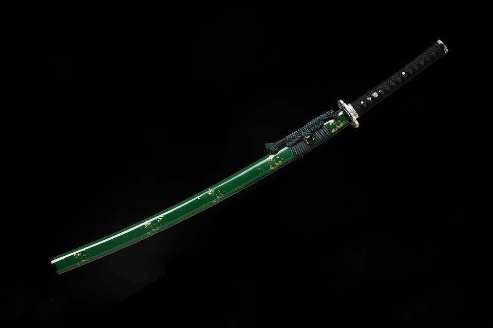 Pulido T10 Acero Arcilla Templada Katana Espada Real Navaja Afilada Full Tang Verde Foto 3 de 4