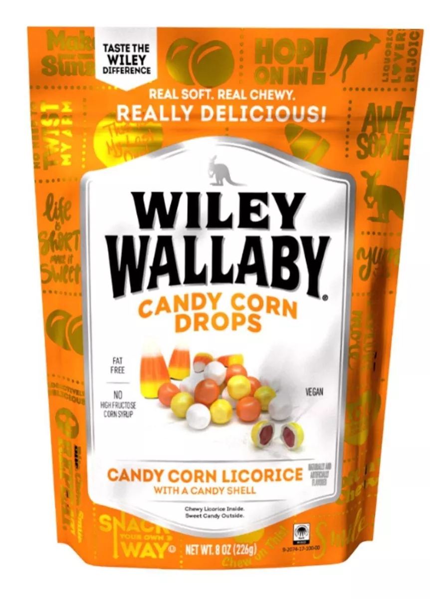 Wiley Wallaby Candy Corn Drops Licorice With Candy Shell 8 oz