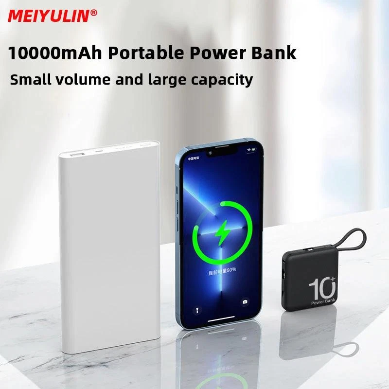 Portable 10000mAh Mini Power Bank - Dual USB 10W Fast Charging in Multicolor