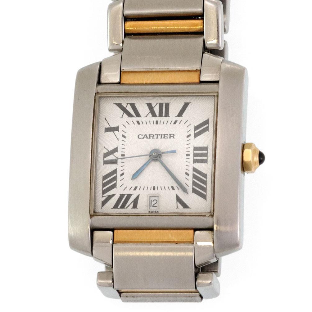 Cartier Men's Tank Francaise Automatic Date 18k Gold Steel Watch