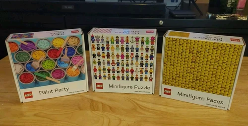 121224 NEW Lot Of 3 Lego Minifigure Paint Party 1000 Piece Jigsaw Puzzles