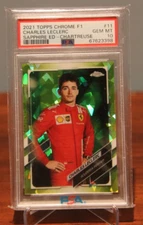 2021 Topps Chrome F1 Sapphire Chartreuse #11 Charles Leclerc /199 PSA 10 POP 9