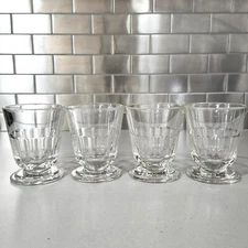 4 Vintage La Rochere France Footed 12 Panel 4-inch Tumblers