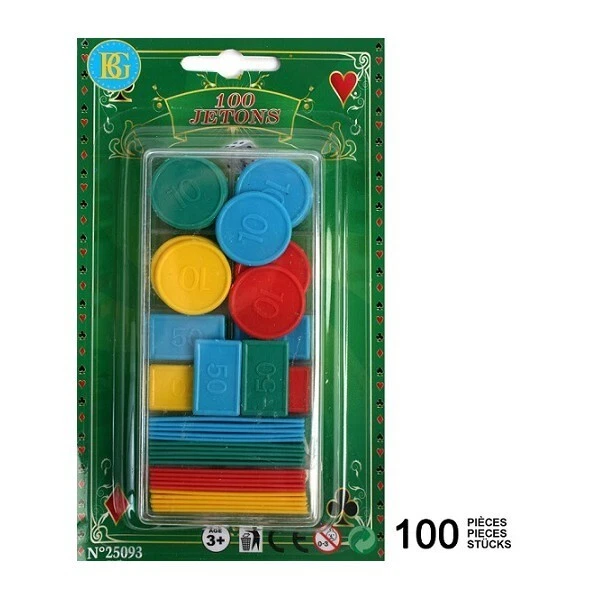 BG boite 100 jetons pour jeux de cartes , JETONS POUR BELOTTE jetons de cartes