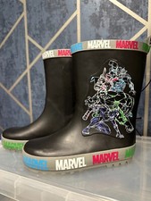 KIDS BLACK MARVEL AVENGERS RUBBER WELLIES WELLINGTON BOOTS