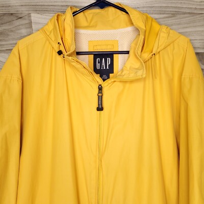 Vintage Y2K Gap Men's Size XXL Yellow Nylon Rain Coat Jacket Parka