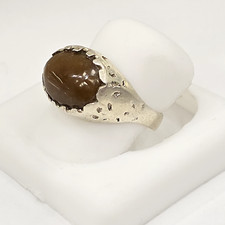 Antique Yemeni Sterling Silver Ring with Natural Carnelian Stone Handmade size 6