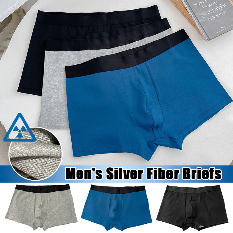 Men's EMF Protection Boxer Briefs – Silver Fiber Anti-Radiation Underwear (M To 3XL, Grey)