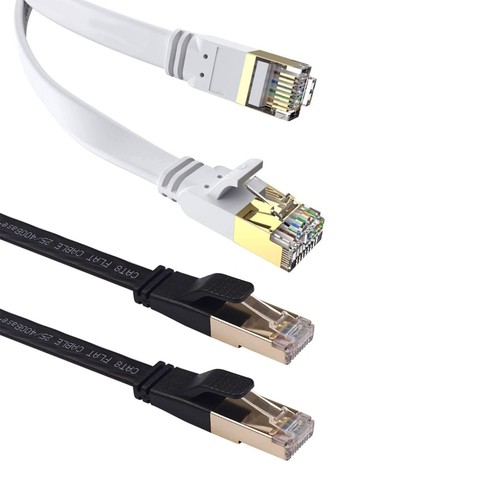 RJ45 CAT8 NETWORK CABLE FLAT SHIELDED ETHERNET LAN HIGH SPEED 2000MHz 40GBPS LOT - Afbeelding 3 van 22