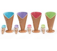 Set Of 4 Large Ice Cream Cone Dishes Bowls With Spoon, New, Free Shipping on sale Set Of 4 Large Ice Cream Cone Dishes Bowls With Spoon, New, Free Shipping on sale